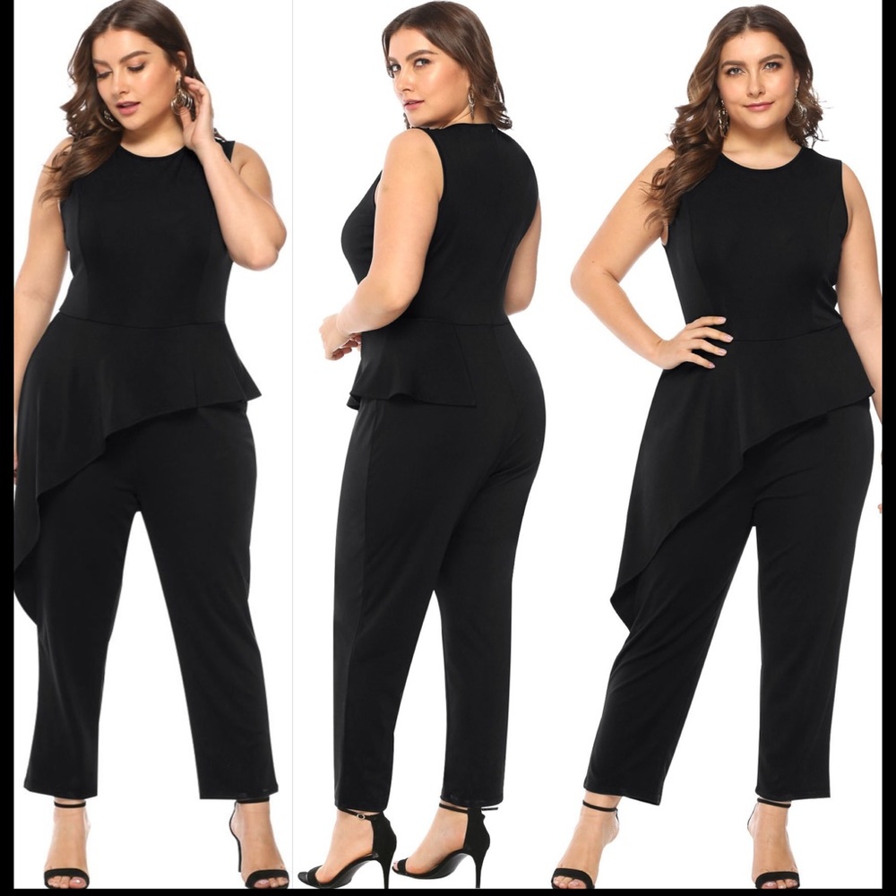 Black Drape Straight Leg Sleeveless Jumpsuit NWT